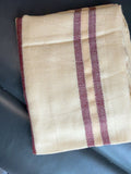 Cream & Maroon Striped Shawl with Fringe