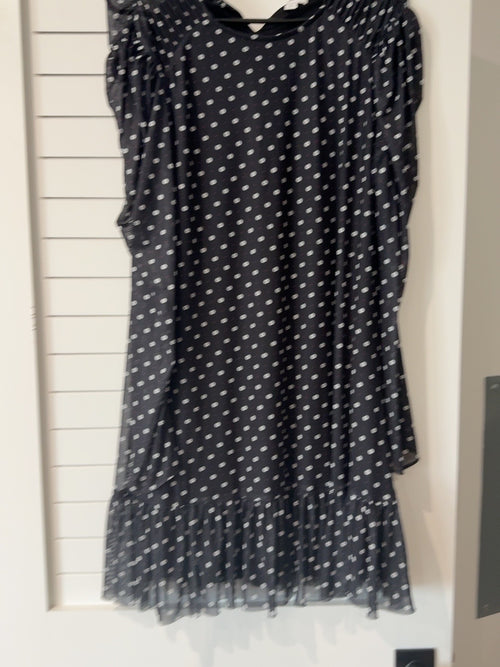 Black & White Floral Print Ruffle Dress