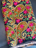 Black Multicolor Paisley Floral Embroidered Dupatta