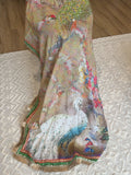 Multicolor Peacock & Floral Embellished Dupatta