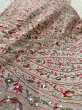 Ivory Pink Floral Paisley Embroidered Dupatta