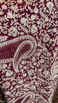 Maroon & Gold Embroidered Paisley Dupatta