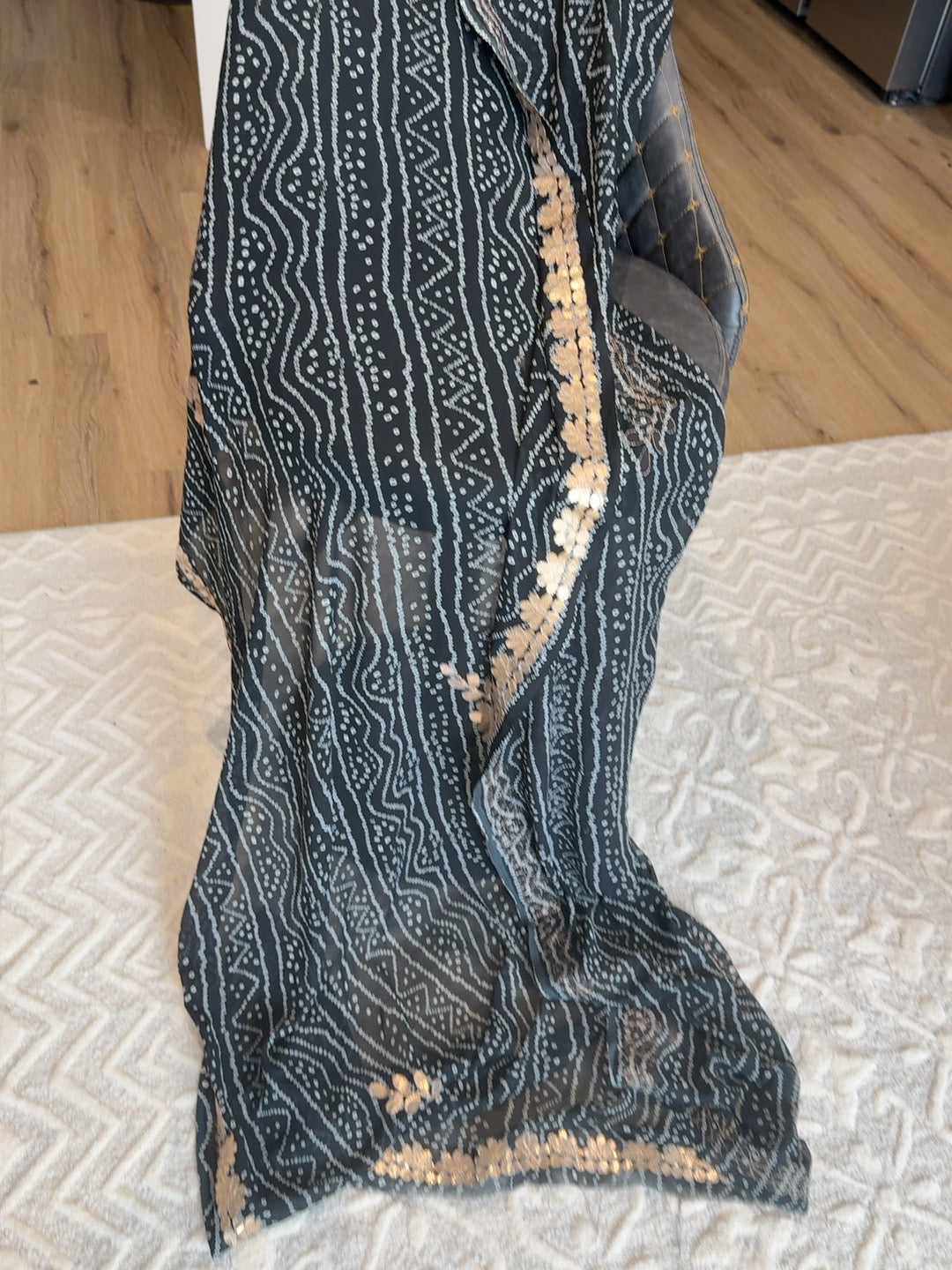 Black & Gold Embroidered Traditional Dupatta