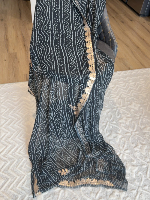 Black & Gold Embroidered Traditional Dupatta