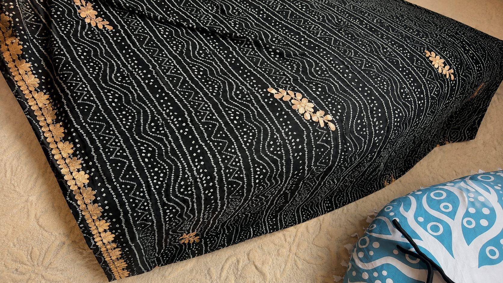 Black & Gold Embroidered Traditional Dupatta