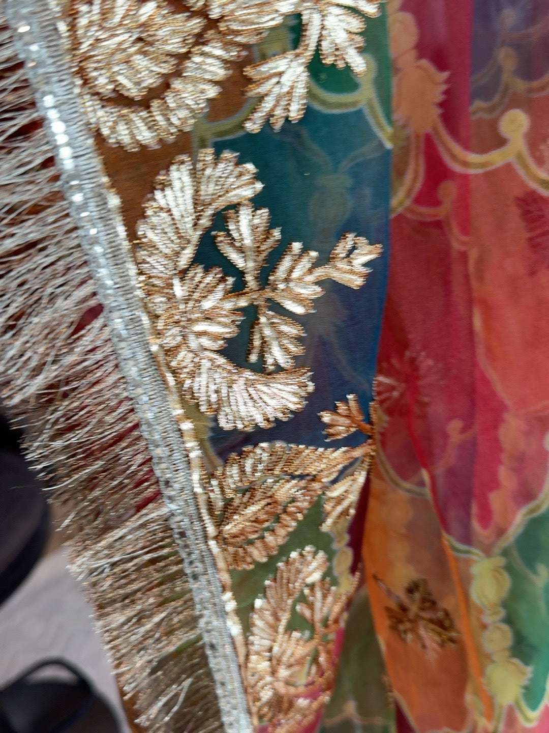 Multicolor Gold Embroidered Traditional Dupatta